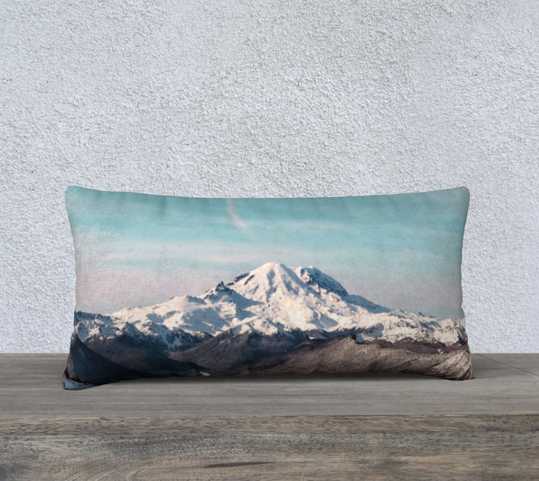 Mount Rainier Technicolor Teal Pillow Cover
