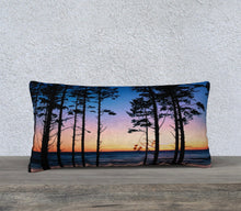 Load image into Gallery viewer, Coastal Sunset Through the Trees Lumbar Pillow Cover
