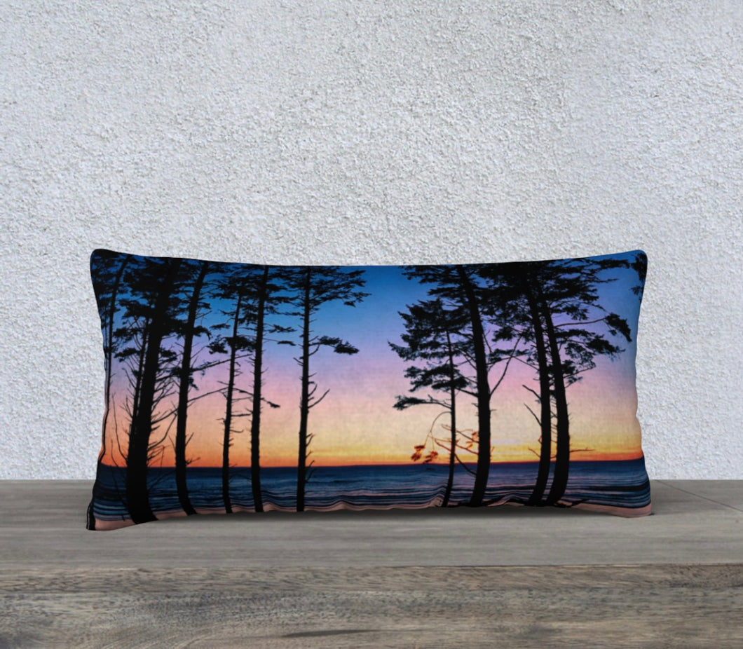 Coastal Sunset Through the Trees Lumbar Pillow Cover