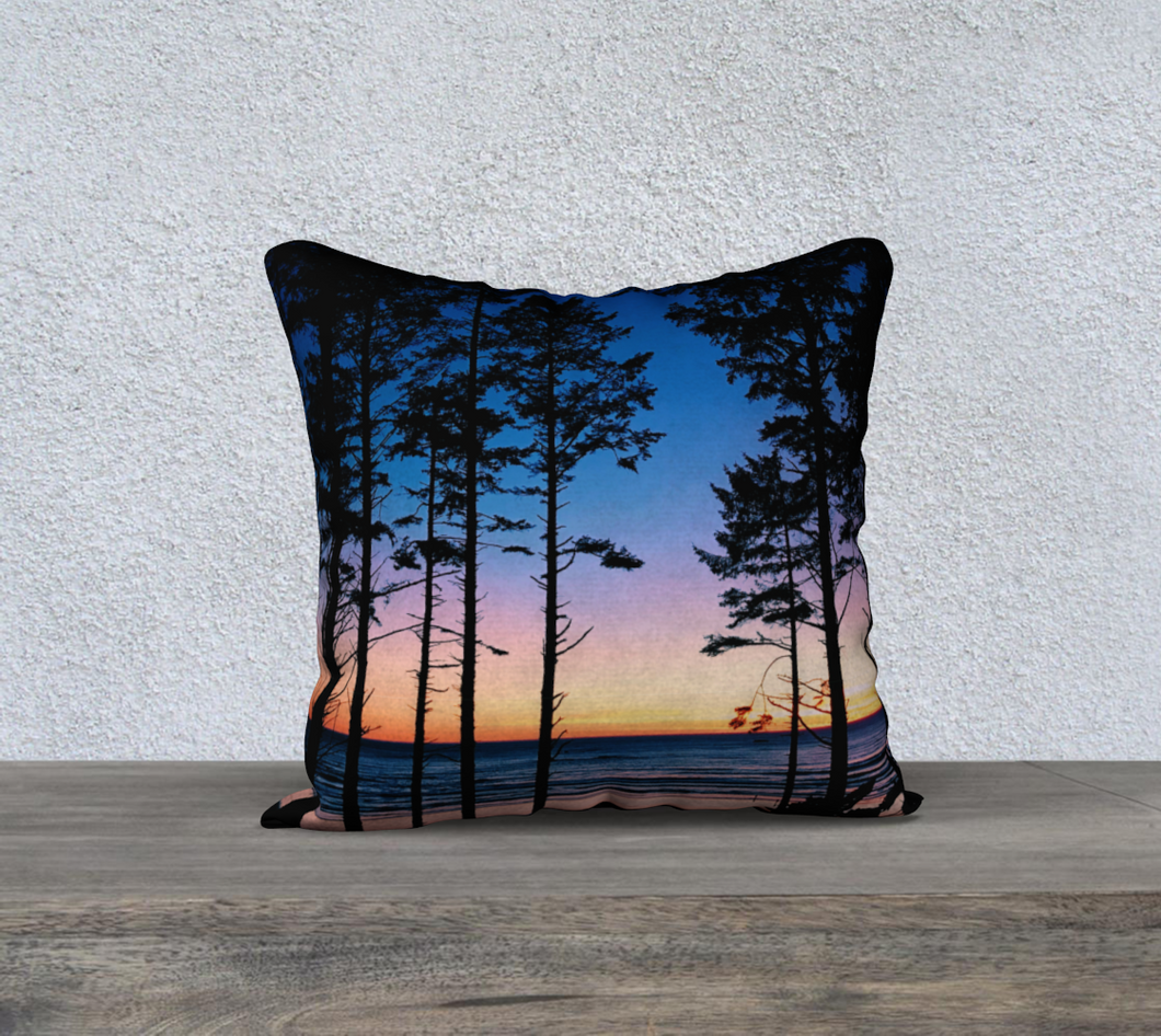 Coastal Sunset Through the Trees Pillow Cover